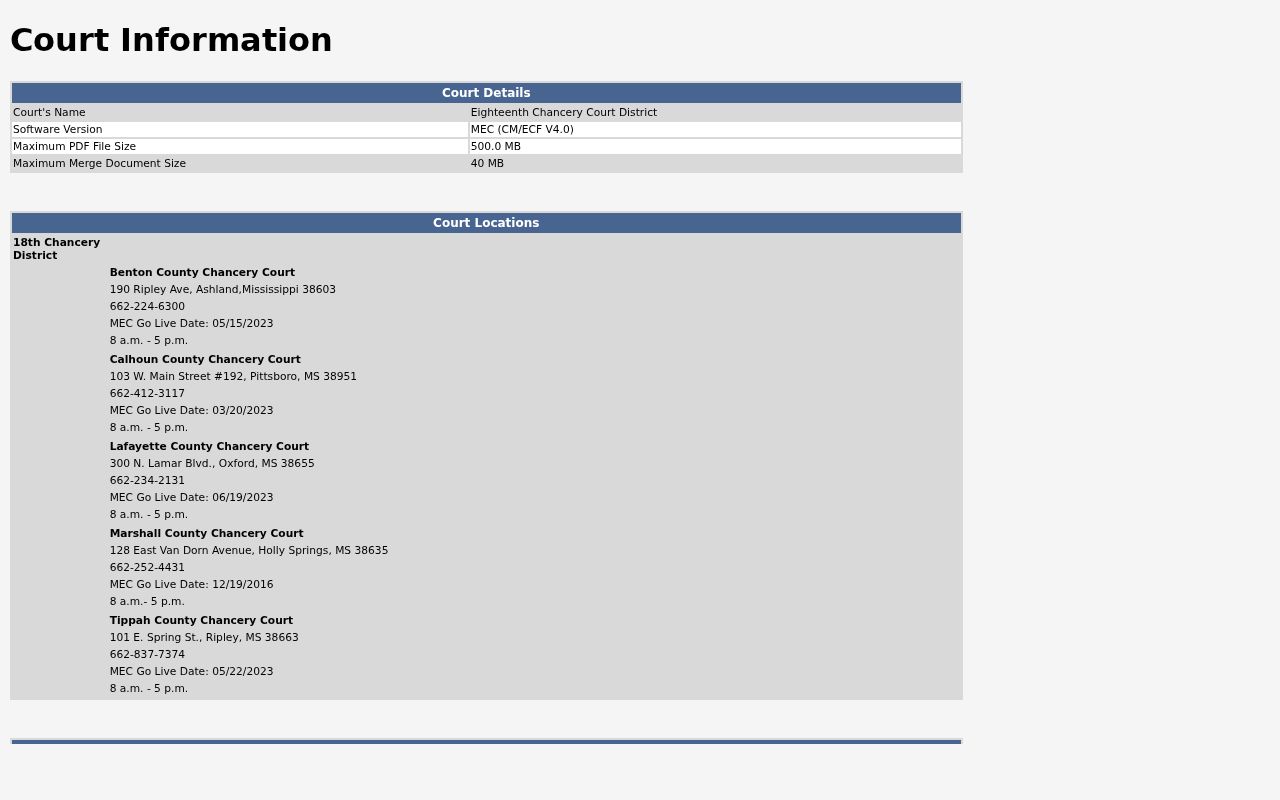 Benton County Chancery Court information screen used for warrant record routing