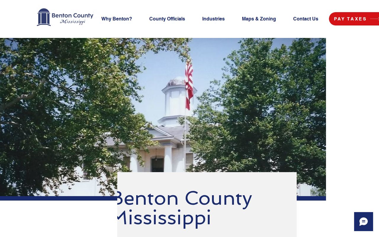 Benton County homepage showing the courthouse and Ashland contact block for warrant records
